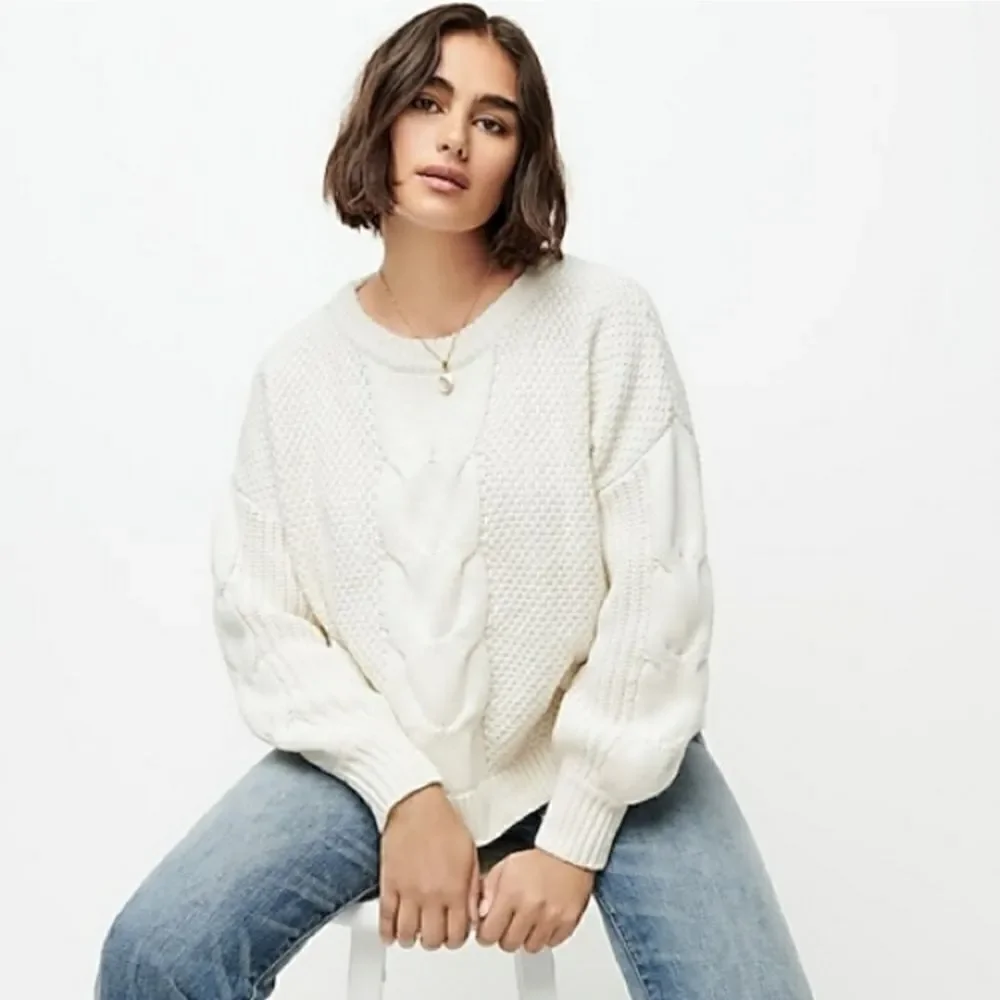 J.Crew Cable-knit Balloon Sleeve Sweater sz Sm
